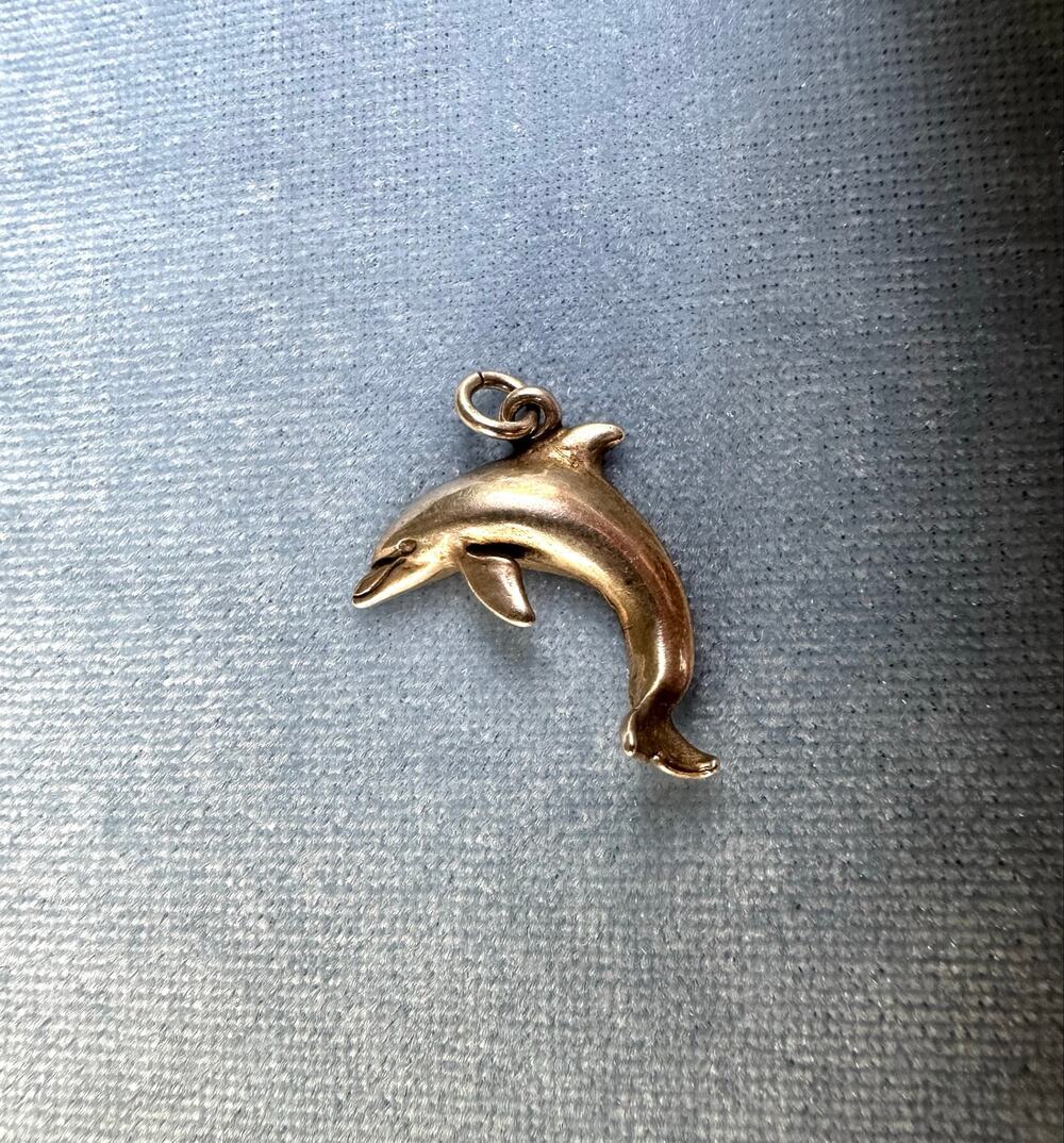 Vintage 925 Sterling Silver Dolphin Pendant Charm High Polish Marine Animal